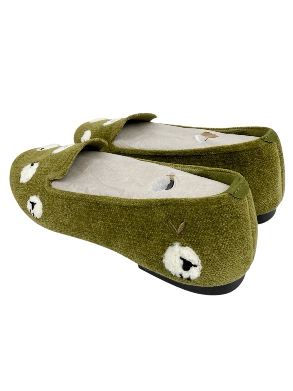 NEW Vivaia Audrey Round Toe Embroidered Loafer Olive Drab Blacknose Sheep Size 8 - Picture 10 of 12
